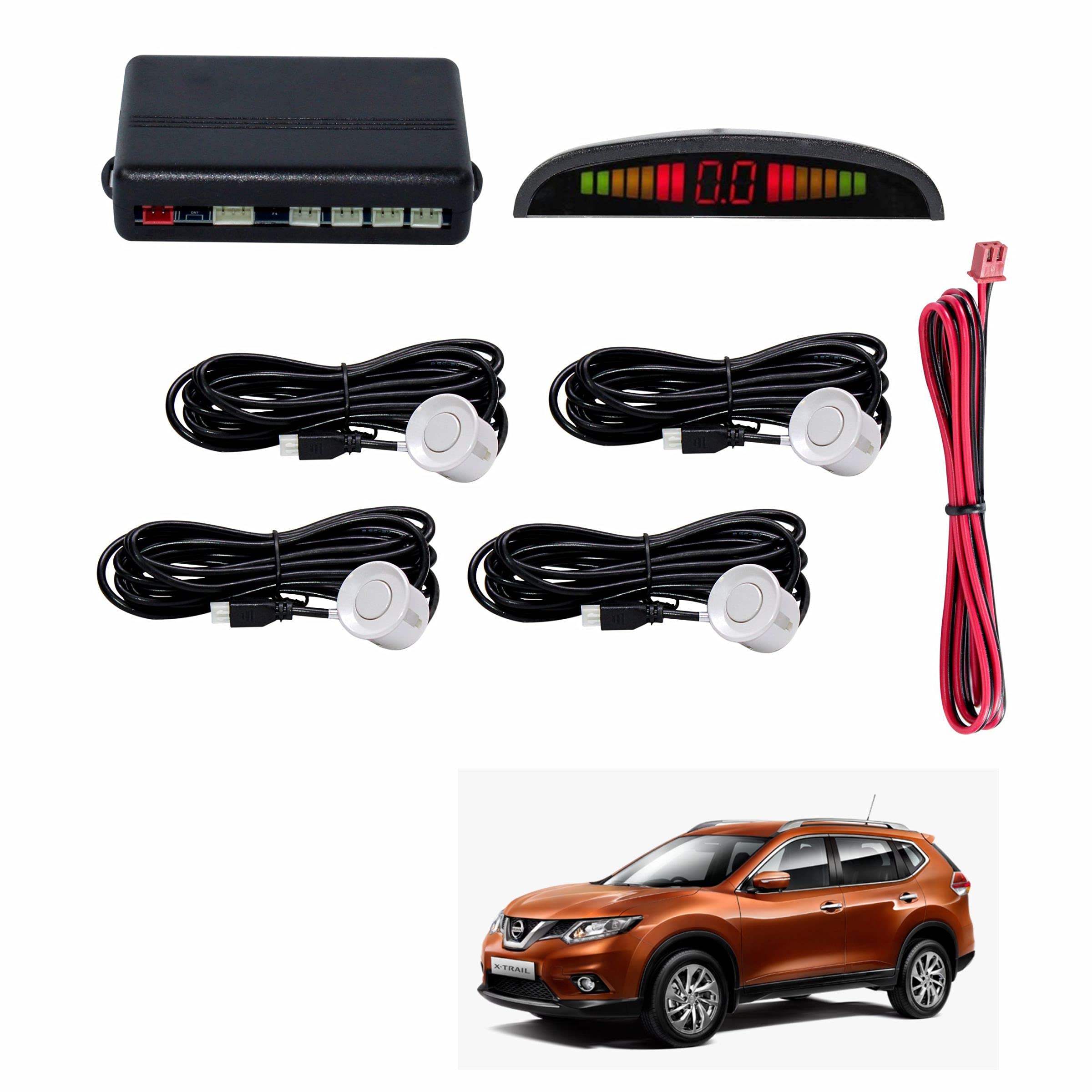 Car Reverse Parking Sensor with LED Display 4 Sensor Reverse Parking Auto Radar Detectors For Nissan X-Trail (White)-picture-23