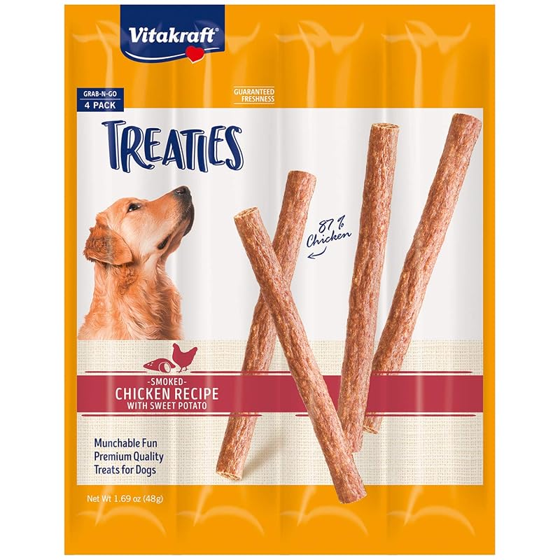 Petisco para Cães em Palito de Frango com Batata-Doce Vitakraft Treaties, 87% Frango, 4 Unidades