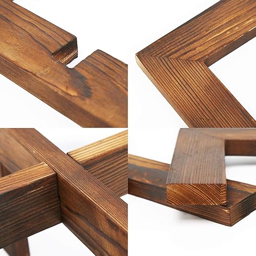 Miniatura 5 de Gendral Forwepup - Juego de 2 soportes para plantas de madera, soporte moderno de mediados de siglo para macetas de ratán, soportes bajos y cortos