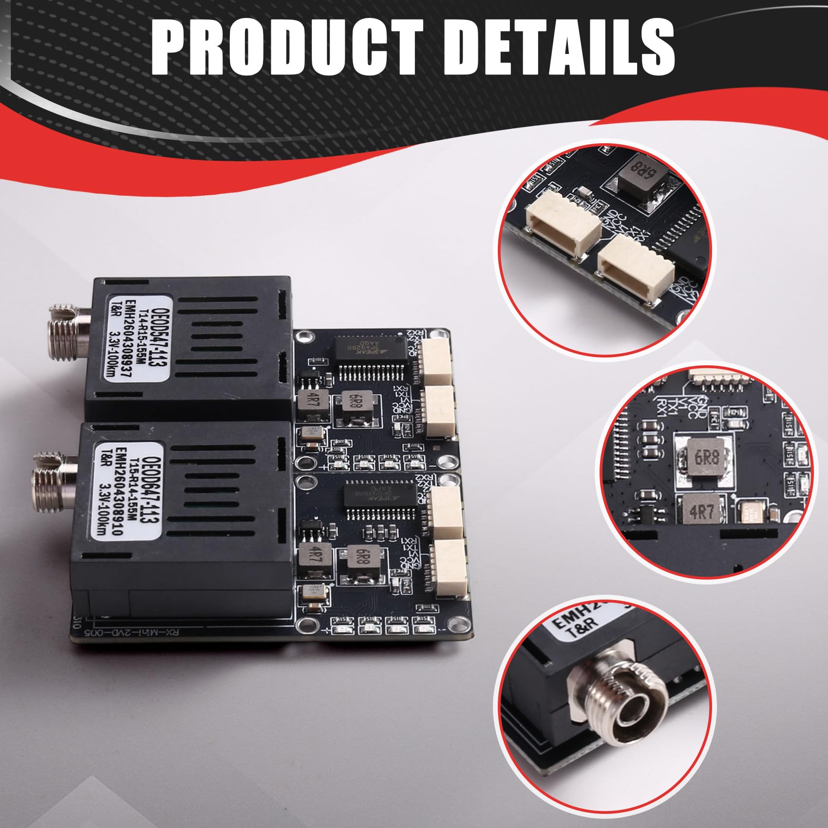 100KM TTL-Optischer Transceiver-Kit TX RX DC 5.5-26V Optische Endgeräte Drohnenspezifisch