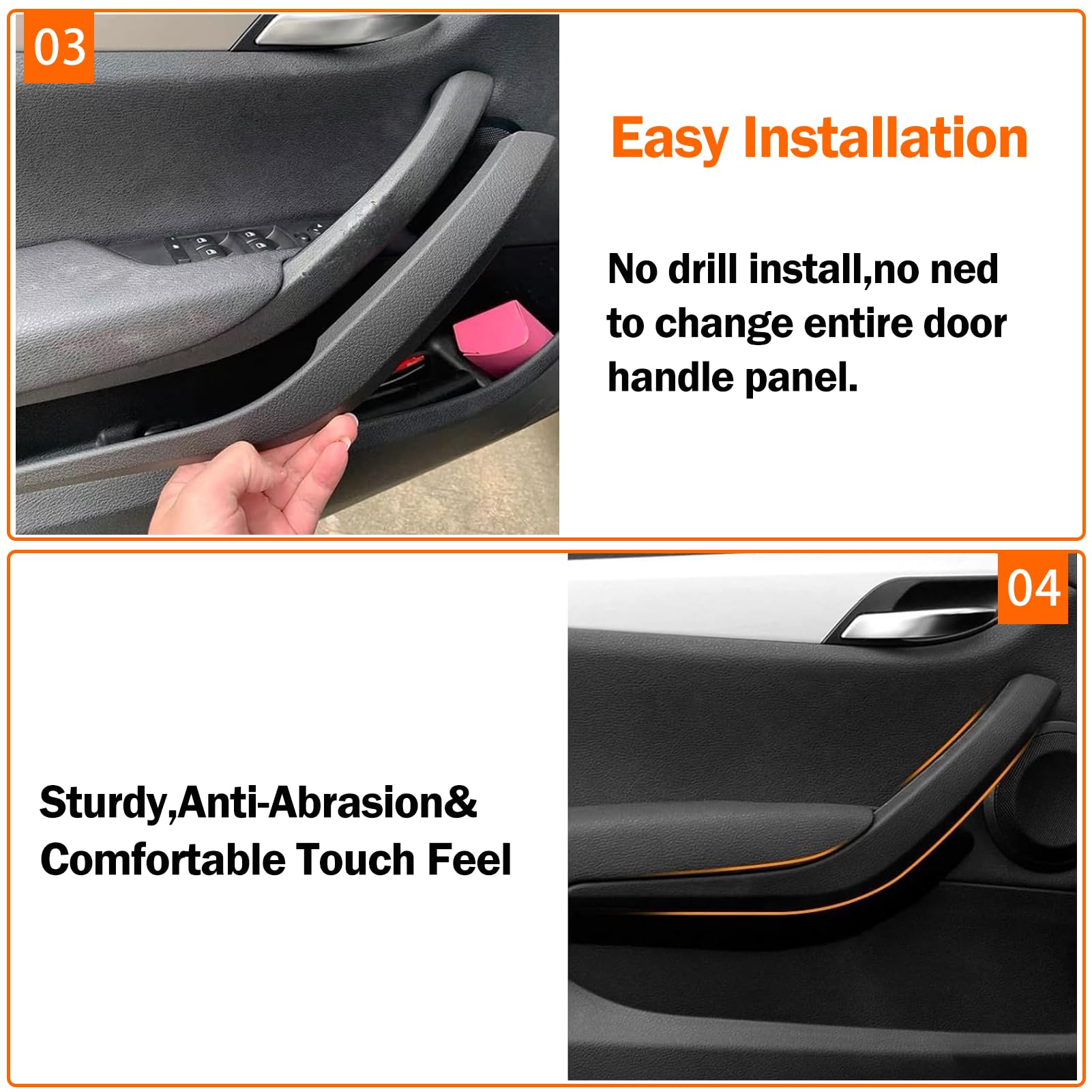 TTCR-II 4PCS Compatible con Manija Interior Puerta BMW X1 E84 2008-2015 | 16d,16i,18d,18dX,18i,20d,20dX,20i,20iX,23dX,25dX,25iX Tirador de Puerta X1 E84 Izquierda+Derecha Manija Interior-Negro