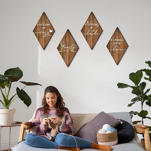 Miniatura 4 de Set de 4 letreros familiares de Established with Love', arte de pared de madera para sala de estarentrada, decoración de reliquia de granja con