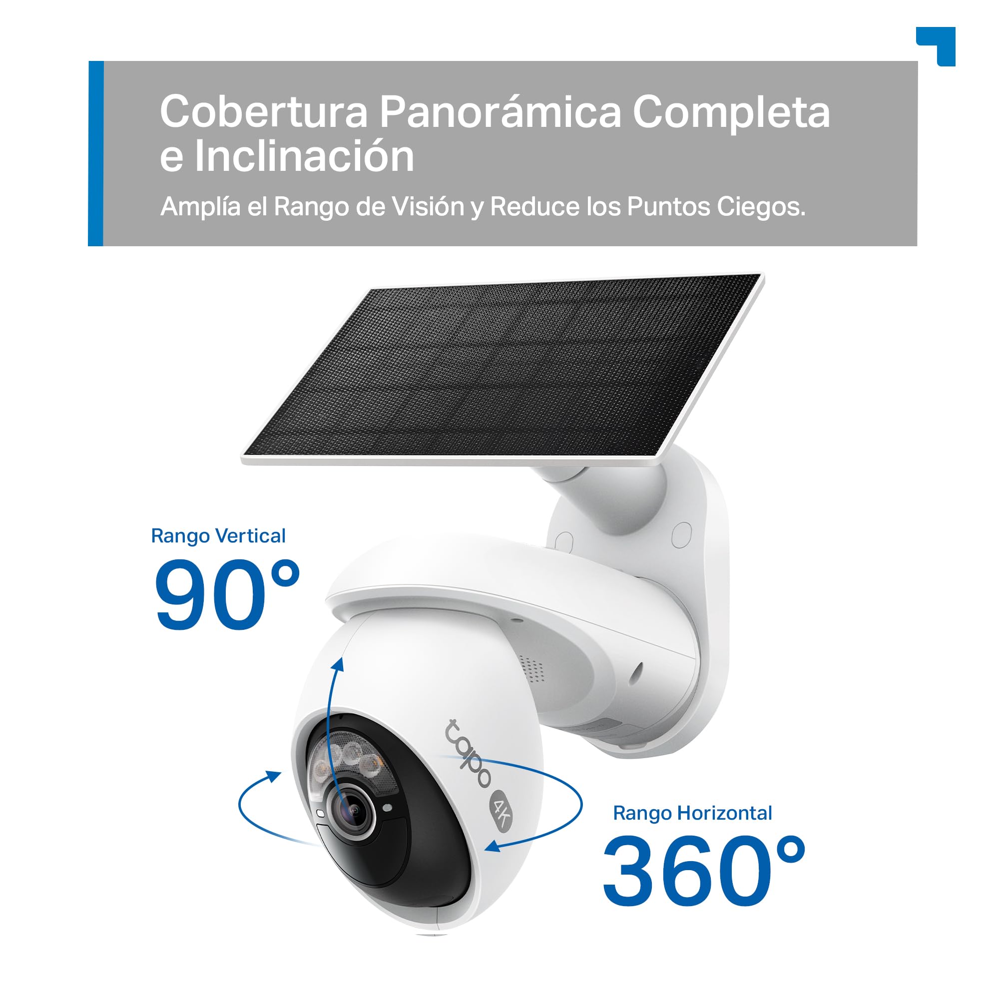 Tapo C660 Kit - Cámara Vigilancia WiFi Exterior 360º, Panel Solar, 4K 8MP | Detección de Movimiento, Personas, Mascotas y Vehículos. Batería 10000mAh. Visión Nocturna Color. Alarma Luz y Sonido. IP65.