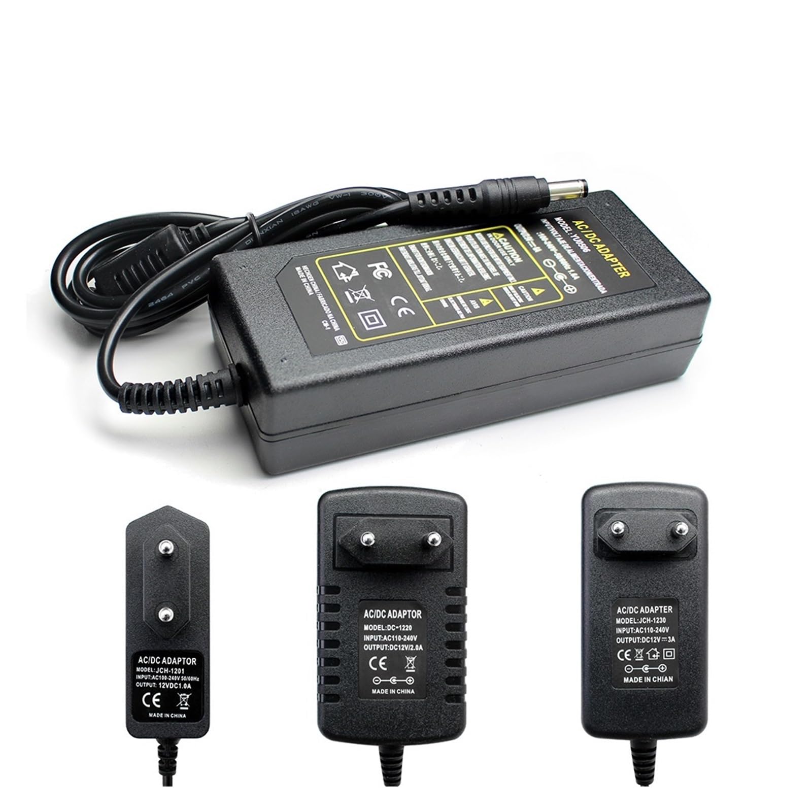 Transformador CA a CC 12V 24V con clavija EU para iluminación interior y tiras de luz
