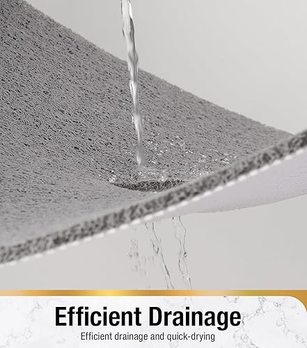 Miniatura 6 de HITSLAM Tapete de ducha, cuadrado antideslizante de 24 x 24 pulgadas, tapete de baño de esponja de PVC suave para bañera con agujeros para colgar,