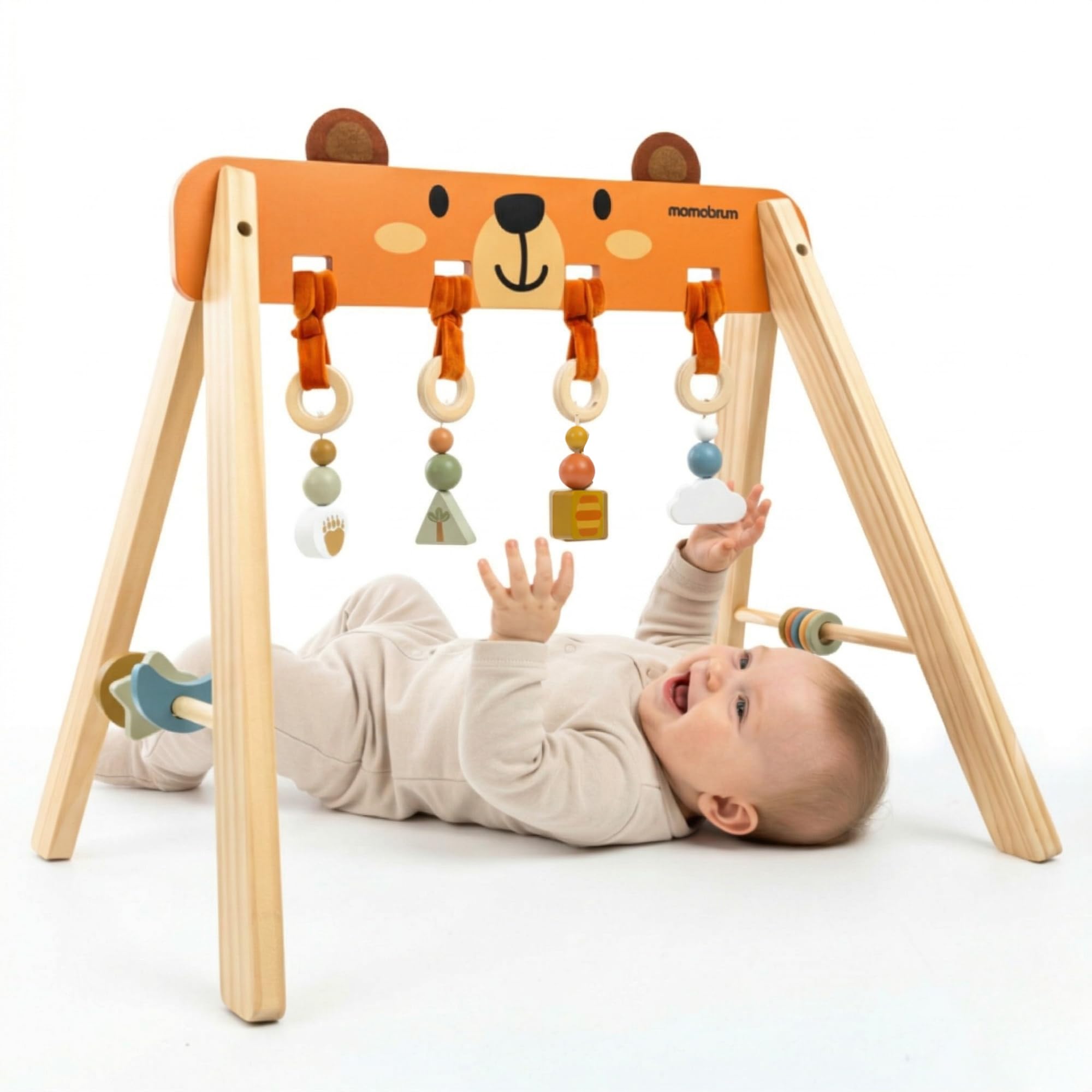 Mamabrum Support éducatif en bois pour bébé gymnastique sensorielle Montessori Motor Petit développement ours