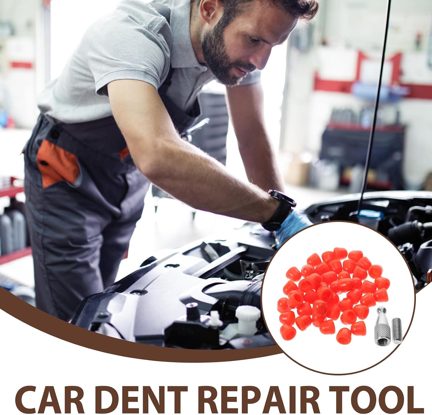 Ciieeo 48pcs Dent Removal Tool Replacement Heads Alloy Plastic for Vehicle