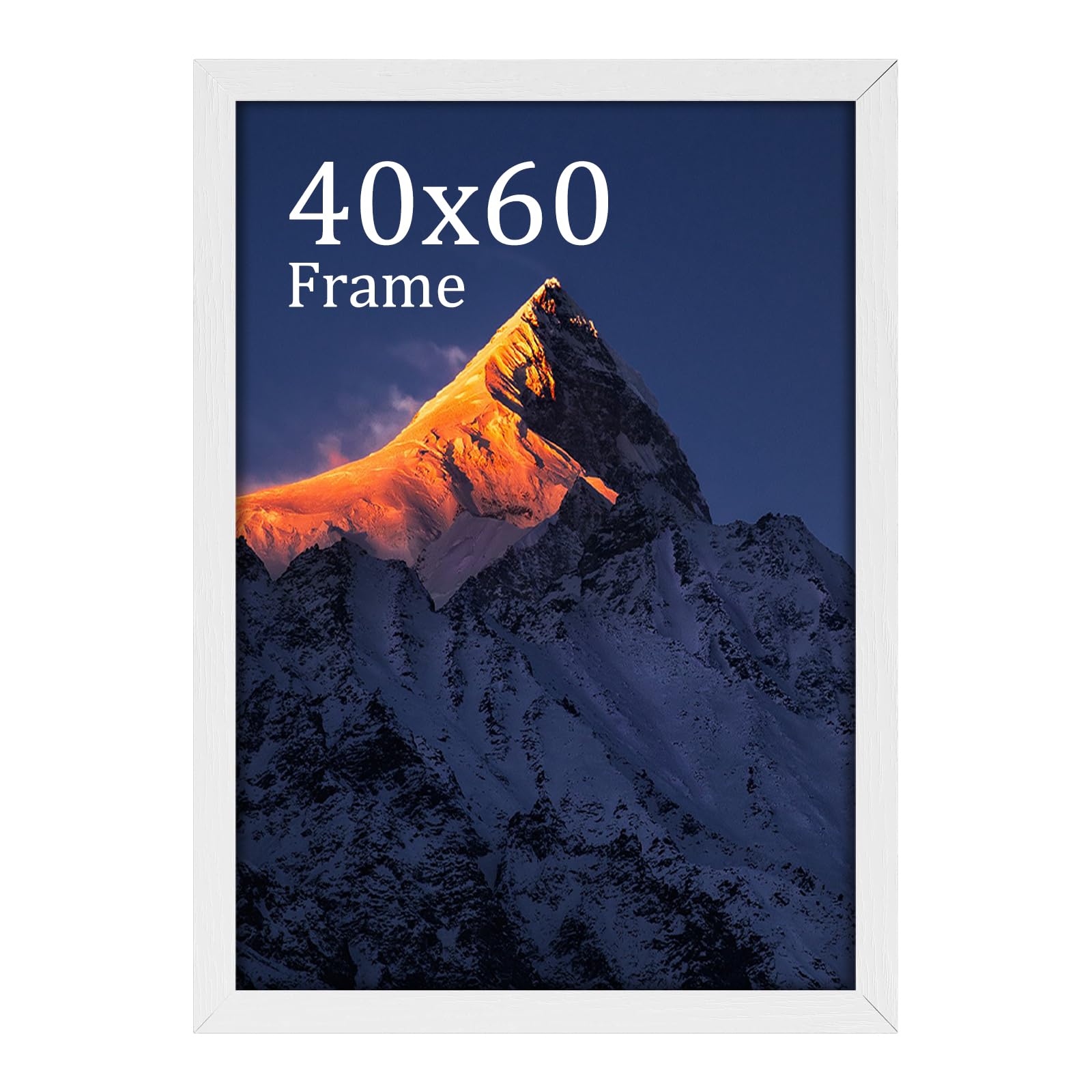 wyewye 40x60 Frame, Wooden Picture Frames 40x60, Versatile White Frame, Dual Orientation (Landscape/Portrait), Includes Wall Hooks - Wall Mount for Home, Office, Gallery
