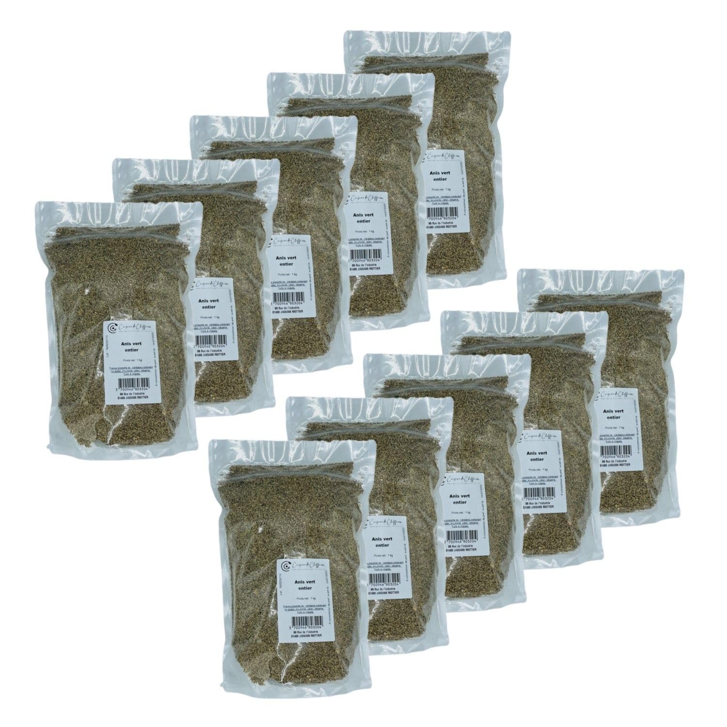 Cheffe.com - Lote de 10 anís verde entero - Bolsita de 1 kg