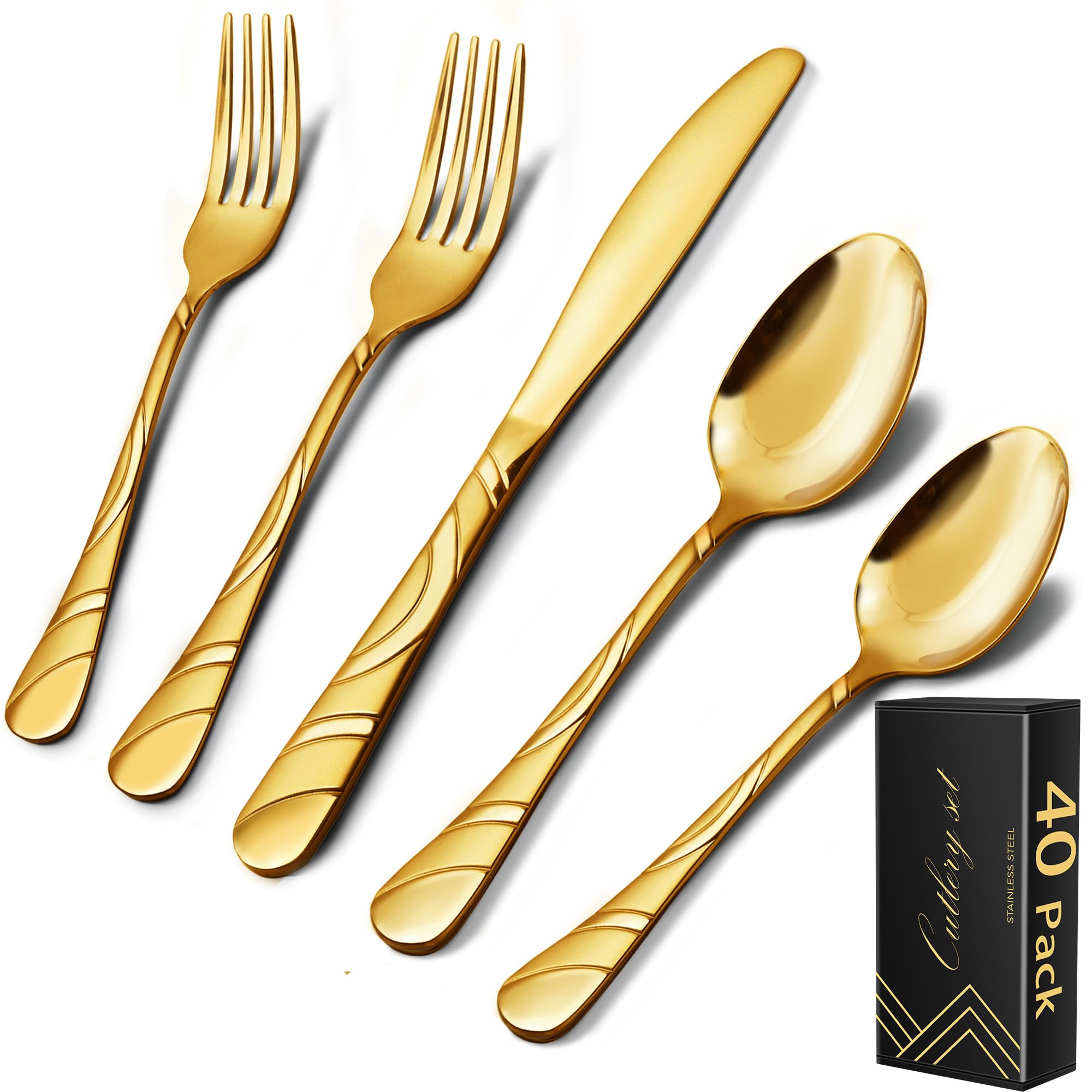 20-Piece Silverware Set for 4, 18/0 Frosted & Mirror Finish Stainless Steel Vintage Flatware Set, Modern Cutlery Set for Home Wedding Restaurant Housewarming Party Event Serving For 4 — Amazon image 7