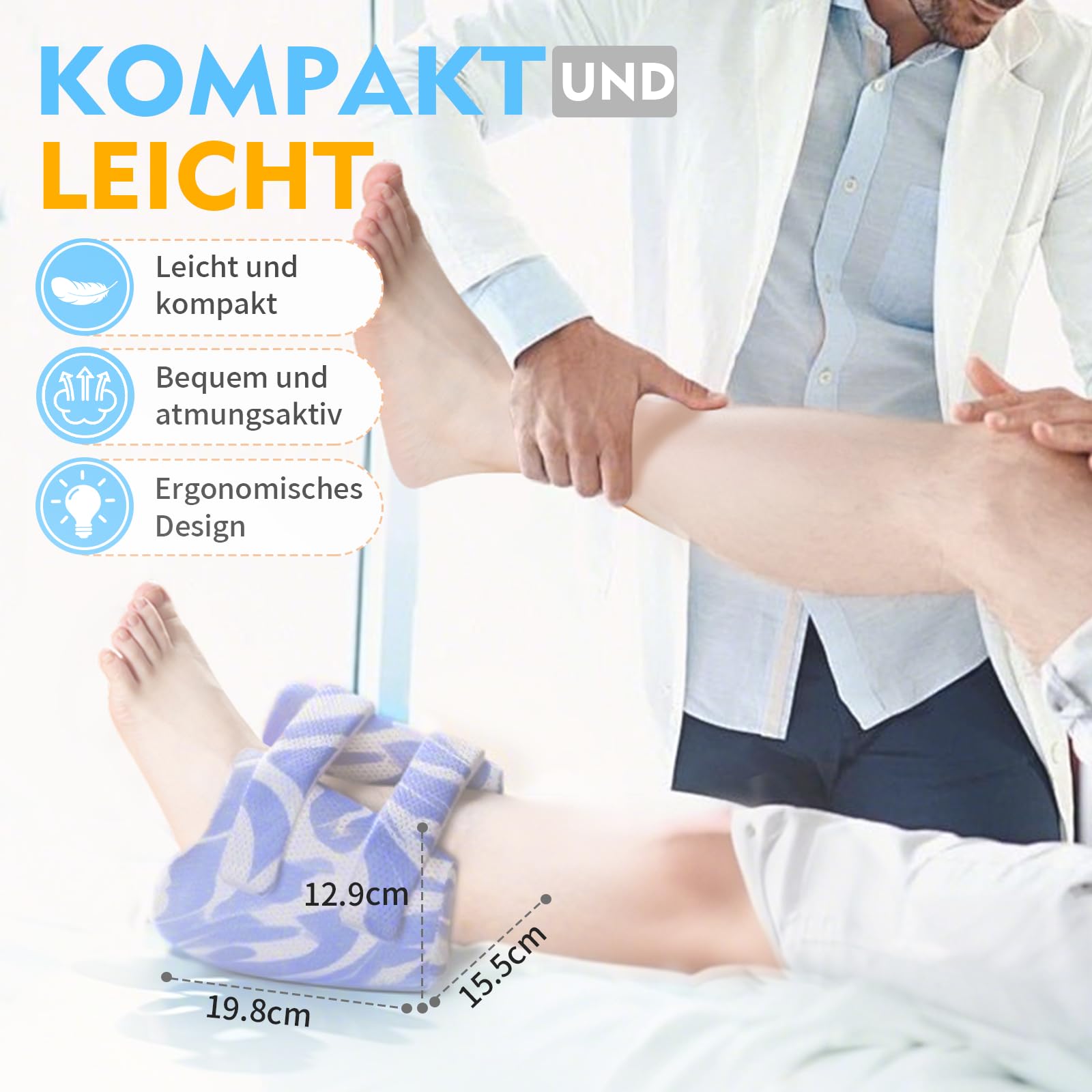 Fersenschutz Kissen gegen Druckstellen – 3D Fersenentlastung & Fußlagerung – Weiche Fersen- und Knöchelstütze für Senioren & Bettlägerige – Atmungsaktiv (Abstrakte Streifen, Einheitsgröße)