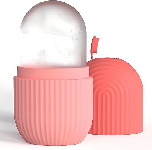 Rodillo de hielo para cara, cubo de hielo masajeador facial (bolsas para eliminar los ojos, reducir el dolor de migraña), molde de silicona