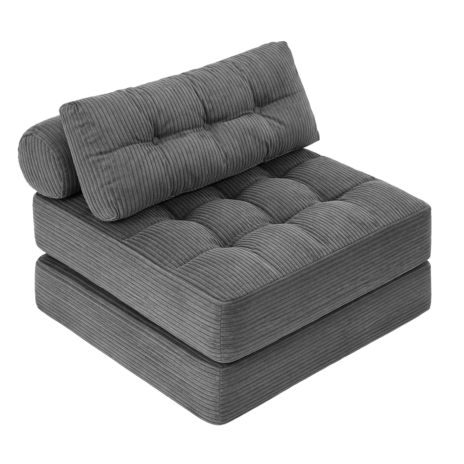 Klappbares Schlafsofa, 4-in-1-Wandelstuhlbett und Sitzsackcouch, platzsparendes Gästebett für kleine Wohnungen, Studentenwohnheime, Wohnzimmer und Schlafzimmer, keine Montage erforderlich (Grau)