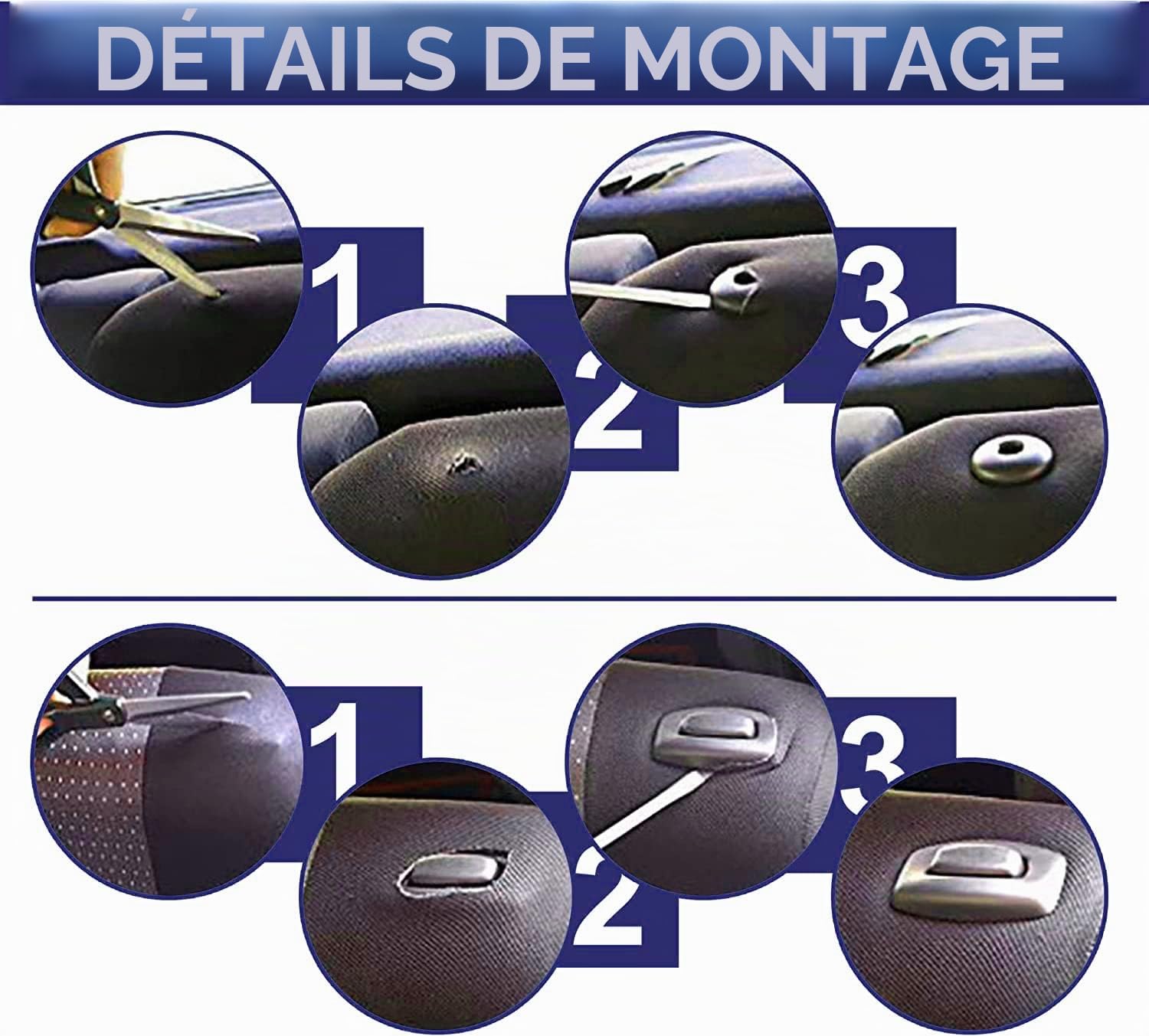 Susy Shop Housses de sièges compatibles pour C1 avec dossiers arrière divisés à 50/50 - Housses de sièges avant avec appuie-tête inclus, Housses pour sièges de voiture (Noir - Blanc) MADE IN ITALY