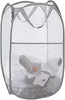 Vista 9 de Cestos de lavandería desplegables, cesta desplegable de malla, cesta plegable y ligera para lavar ropa duradera para dormitorio, hogar, viajes, Negro