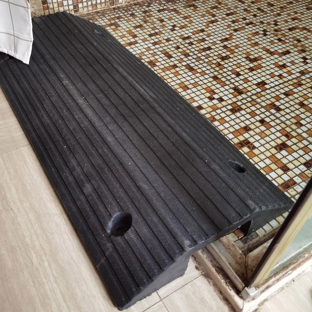 Rampa krawężnikowa Podjazd mostowy gumowy, wysokość 3/4 cale, antypoślizgowe, zakrzywione wejście, podjazd progowy(80x45x10cm)