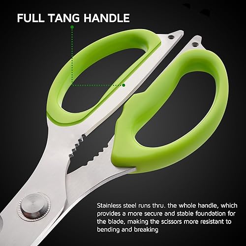 Miniatura 3 de Tijeras de cocina, tijeras de cocina de 10 pulgadas, resistentes y multiusos, tijeras de cocina de acero inoxidable, aptas para lavavajillas, color