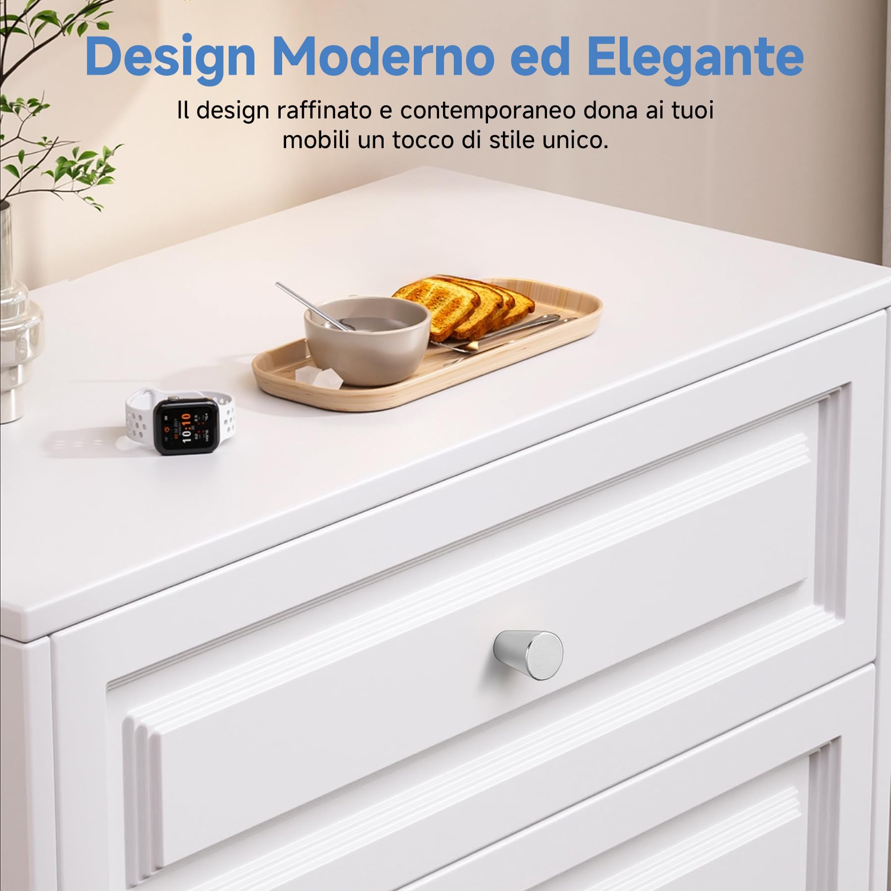 9 Pomelli per Mobili in Alluminio Opaco – Maniglie Rotonde per Cassetti con Viti, Stile Moderno per Armadi Cucina, Bagno e Rinnovo Mobili (Argento)