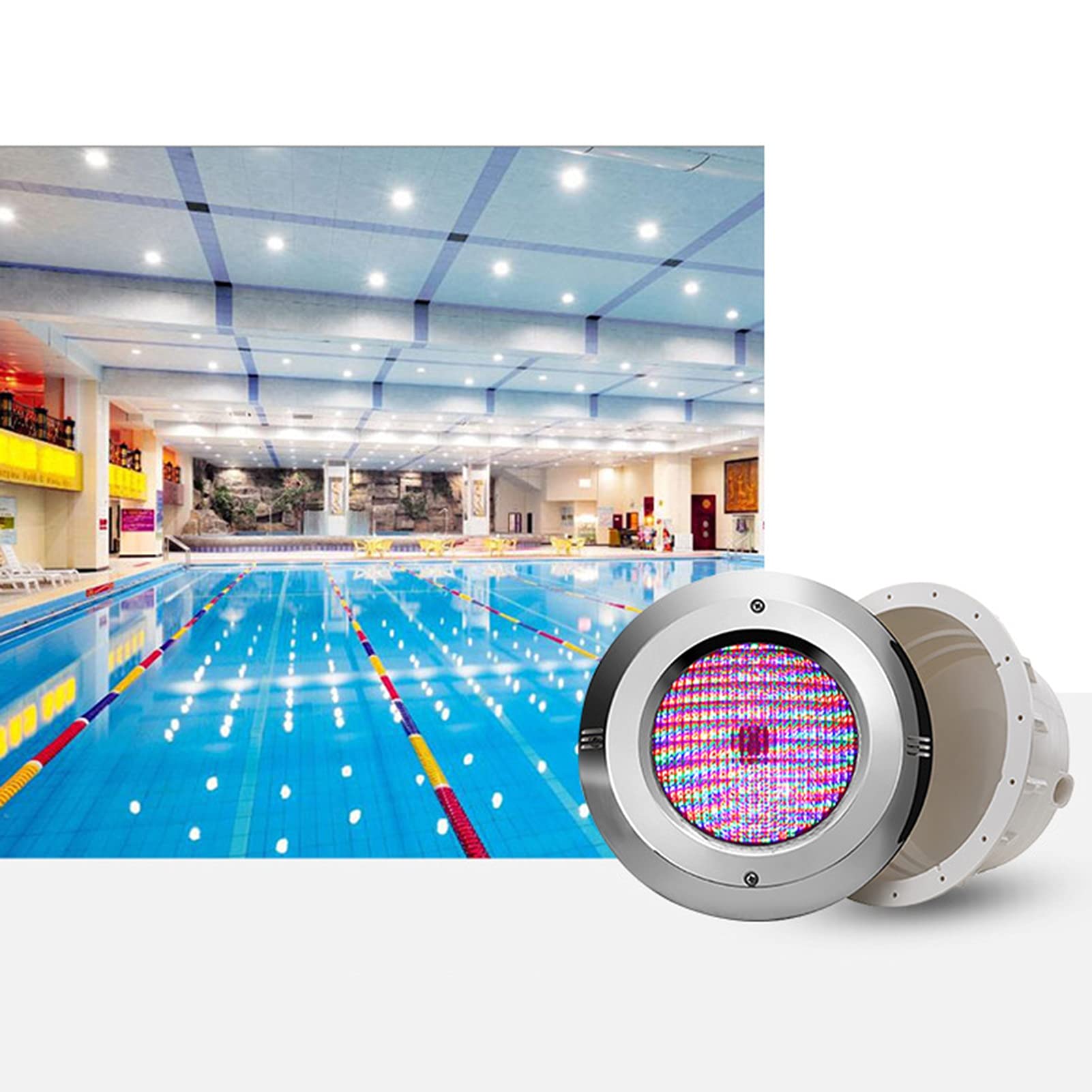 Faretti per Piscina con Nicchia PAR56 Materiale in Acciaio Inossidabile 12V AC IP68 Lampada Subacquea da Incasso per Piscina con Tipo di Pellicola 100% Impermeabile