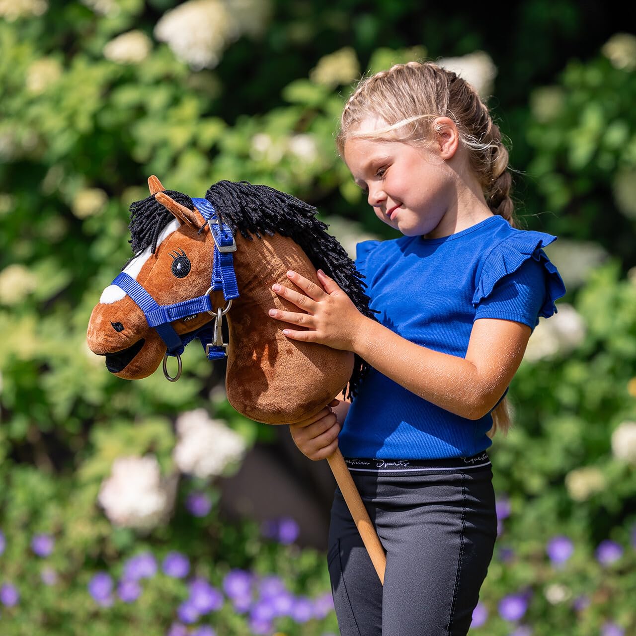 QHP Hobby Horse Halfterset - Halfter & Strick für Steckenpferd - Blau