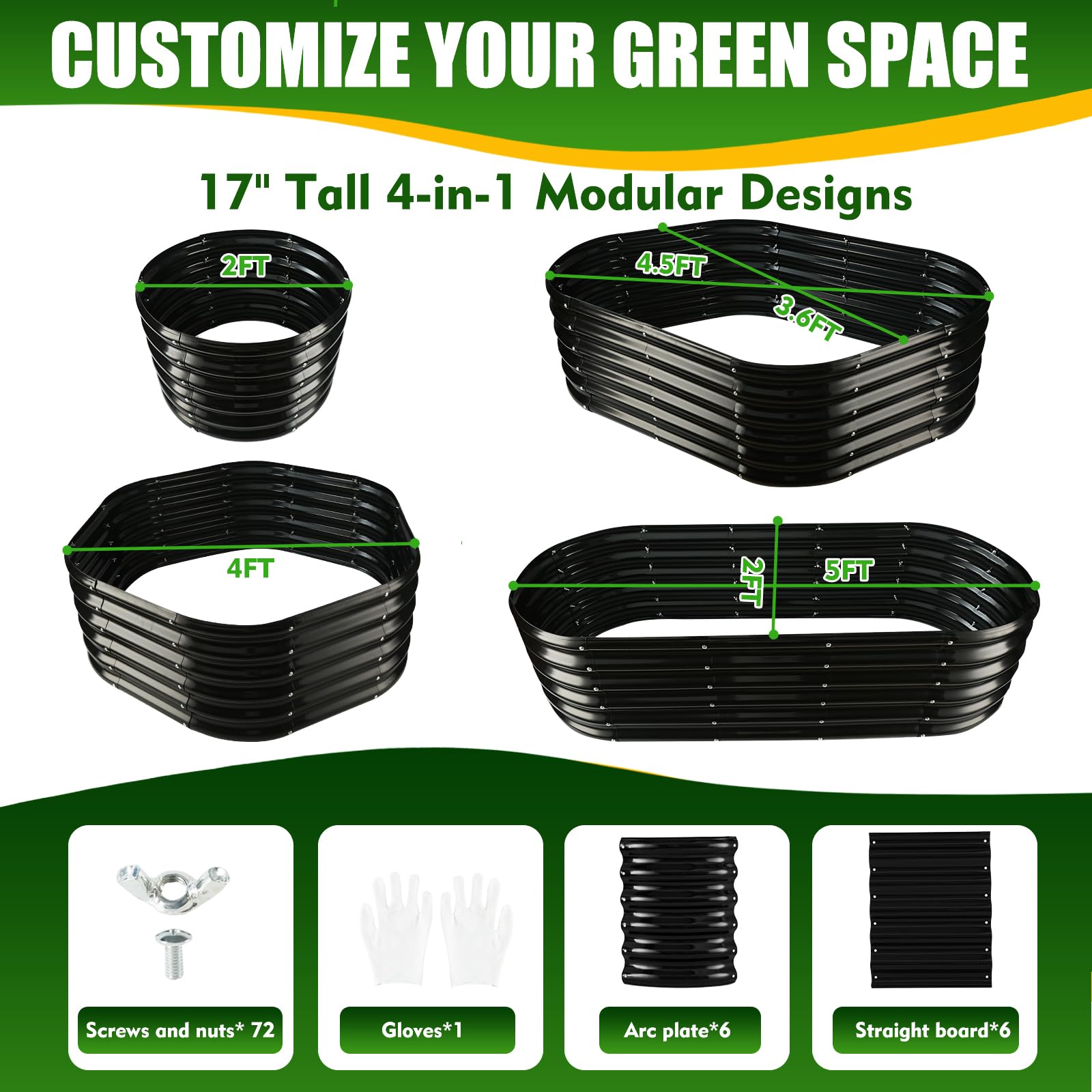 Black Galvanized Planter Box - Raised Garden Bed -2