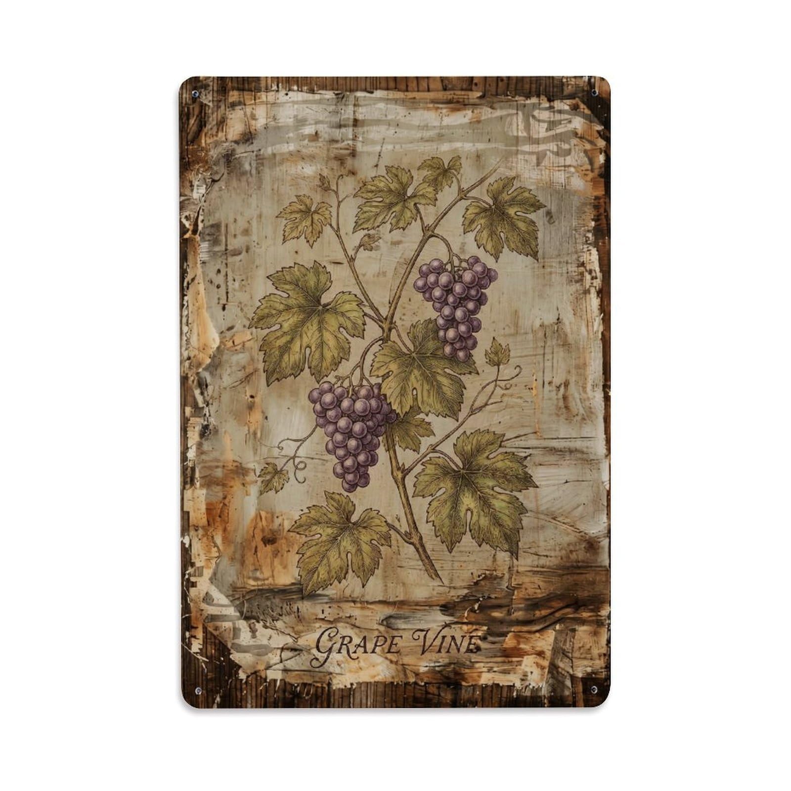 Grape Vine Botanical 1 Vintage Metal Tin Sign Plaque Wall Decor for Cafe, Club, Garden Metal Poster 8x12Inch
