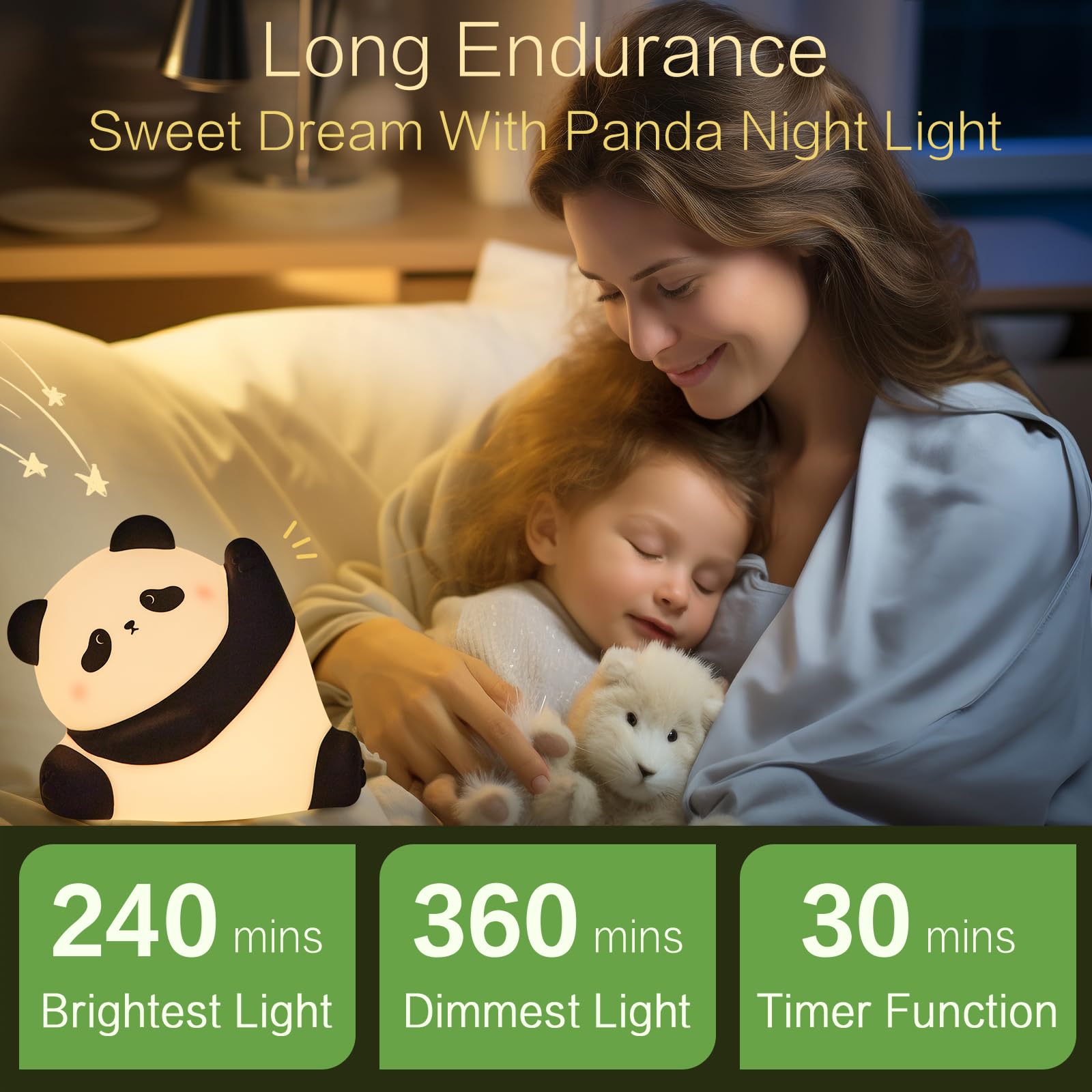 YR YRHH-PET Kungfu Pose Panda Nachtlicht, LED Squishy Neuheit Tier Niedliche Lampe, Lebensmittelqualität Silikon Nachtlicht, 3 Stufen Dimmbar, Leuchtende Panda Dekor für Zimmer College Wohnheim