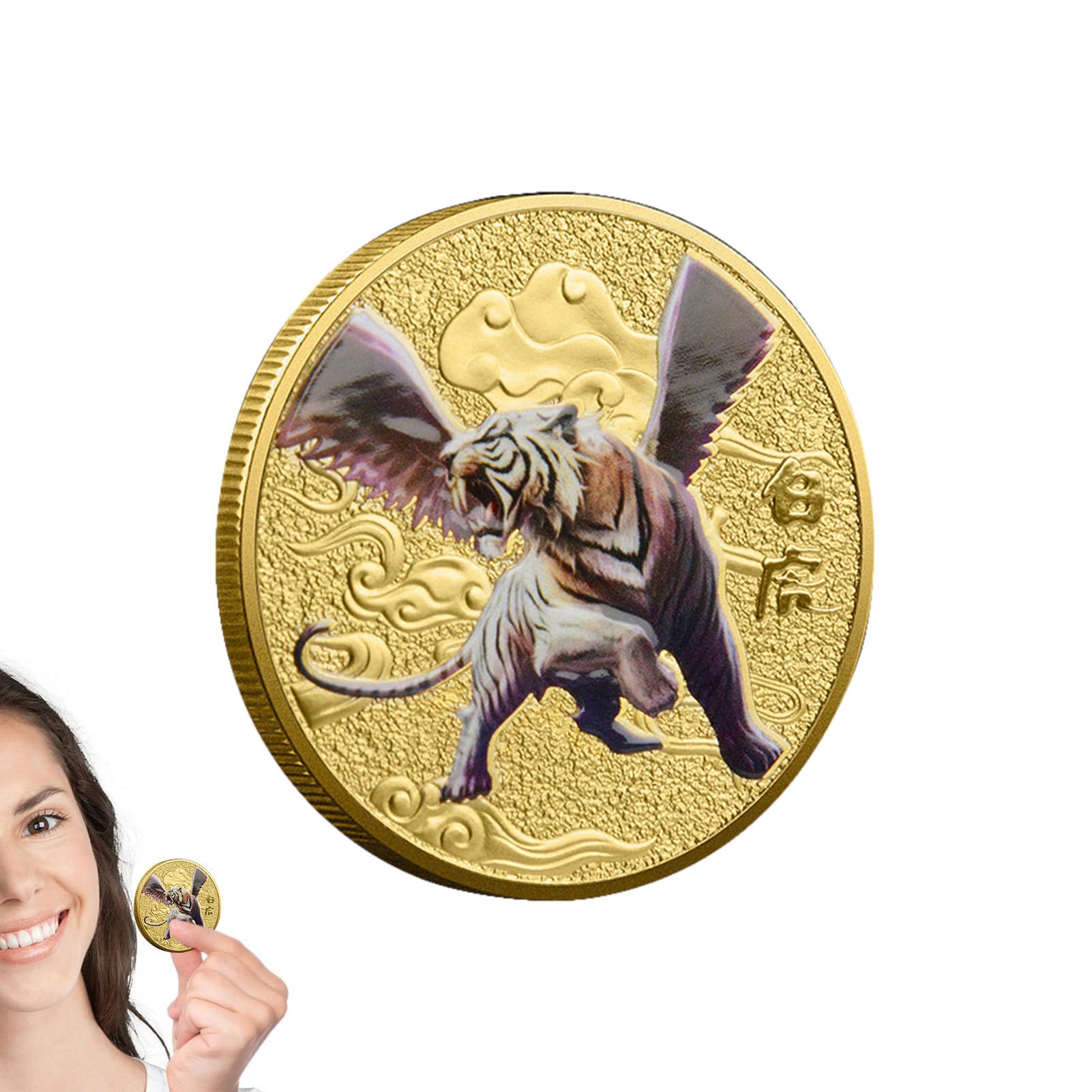 4 Glücksmünzen Mit Chinesischen Fabelwesen – Metall, 40 Mm, Für Feng Shui & Sammler