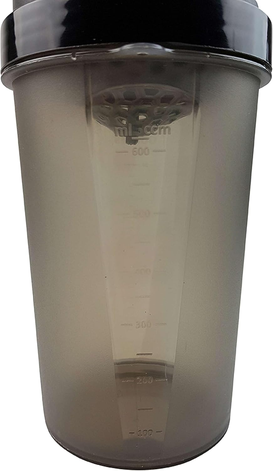 Close-up of the Tunturi Protein Shaker's side, showing milliliter measurements.