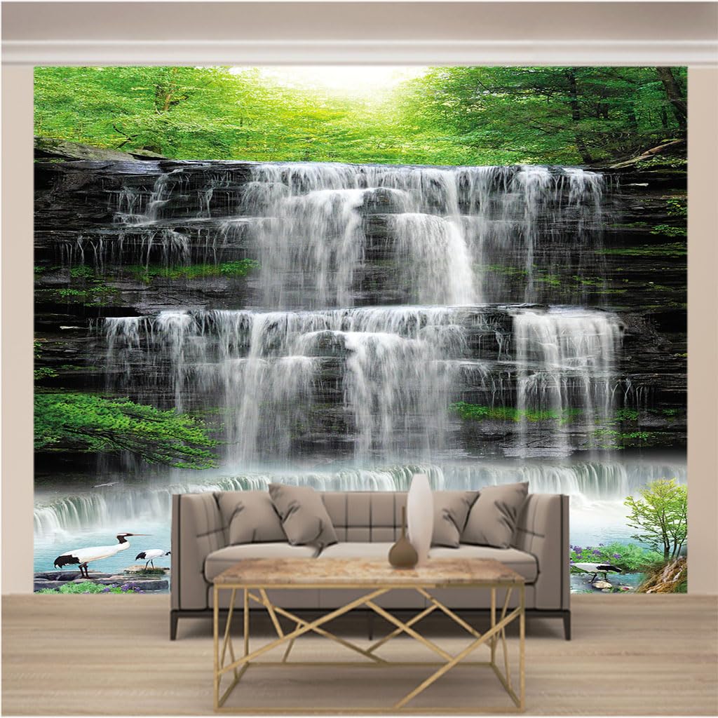 Papier peint panoramique cascade pour un salon lumineux et apaisant XXL