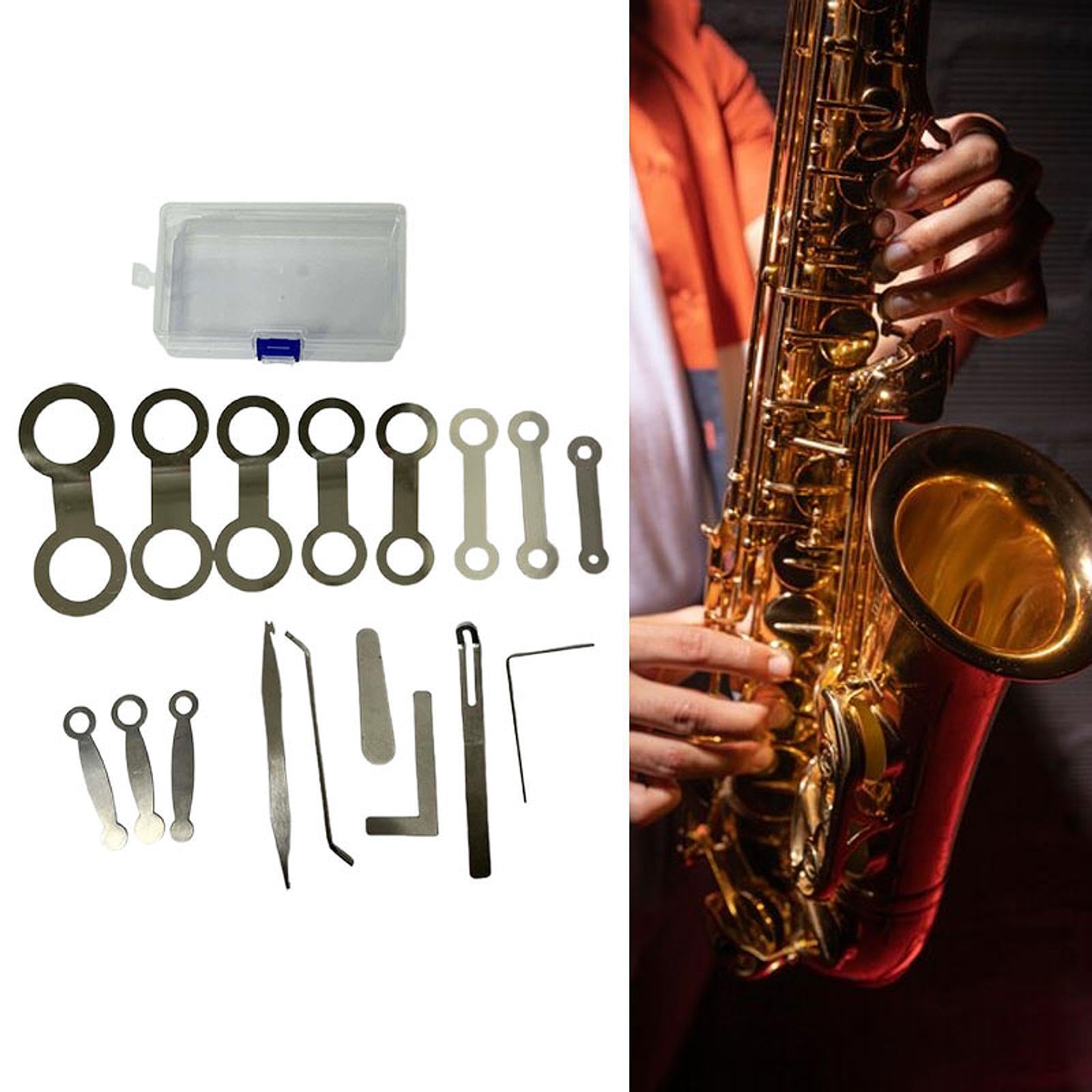 Juego de herramientas para reparación de instrumentos viento Para madera Accesorios esenciales para saxofón para una fácil reparación y mantenimiento Fundas para llaves Kit herramientas