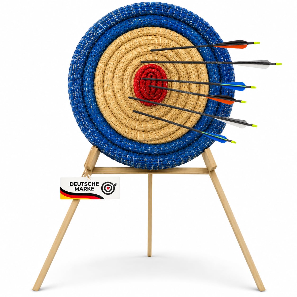 Runde Strohscheibe Deluxe - Ø 80 cm | Dicke: 8 cm | blau-rot, Zielscheibe für Pfeil und Bogen, Bogenschießen Kinder Erwachsene - Stroh Ziel ohne Ständer