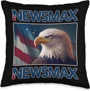 Newsmax - Conservative News - Politics and Finance Newsmax-Conservative News for 2024 Presidential Election Throw Pillow, 16x16, Multicolor