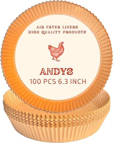 Revestimientos para freidora de aire desechables revestimientos de papel para freidora de aire, 100 piezas de forros de papel pergamino para