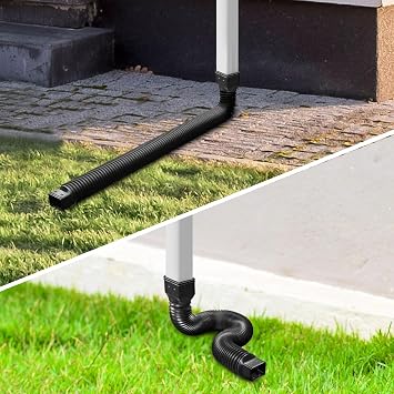 Rain Gutter Downspout Extension Set Flexible Down Spout Extender, Drain Pipe Downspout Extender Fittings, Stretchable Flexible Downpipe Extension 21
