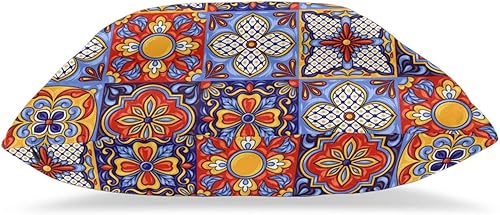 Miniatura 5 de Auda Juego de 2 fundas de almohada cuadradas de azulejos de talavera mexicana, fundas de almohada decorativas, fundas de almohada suaves para sofá