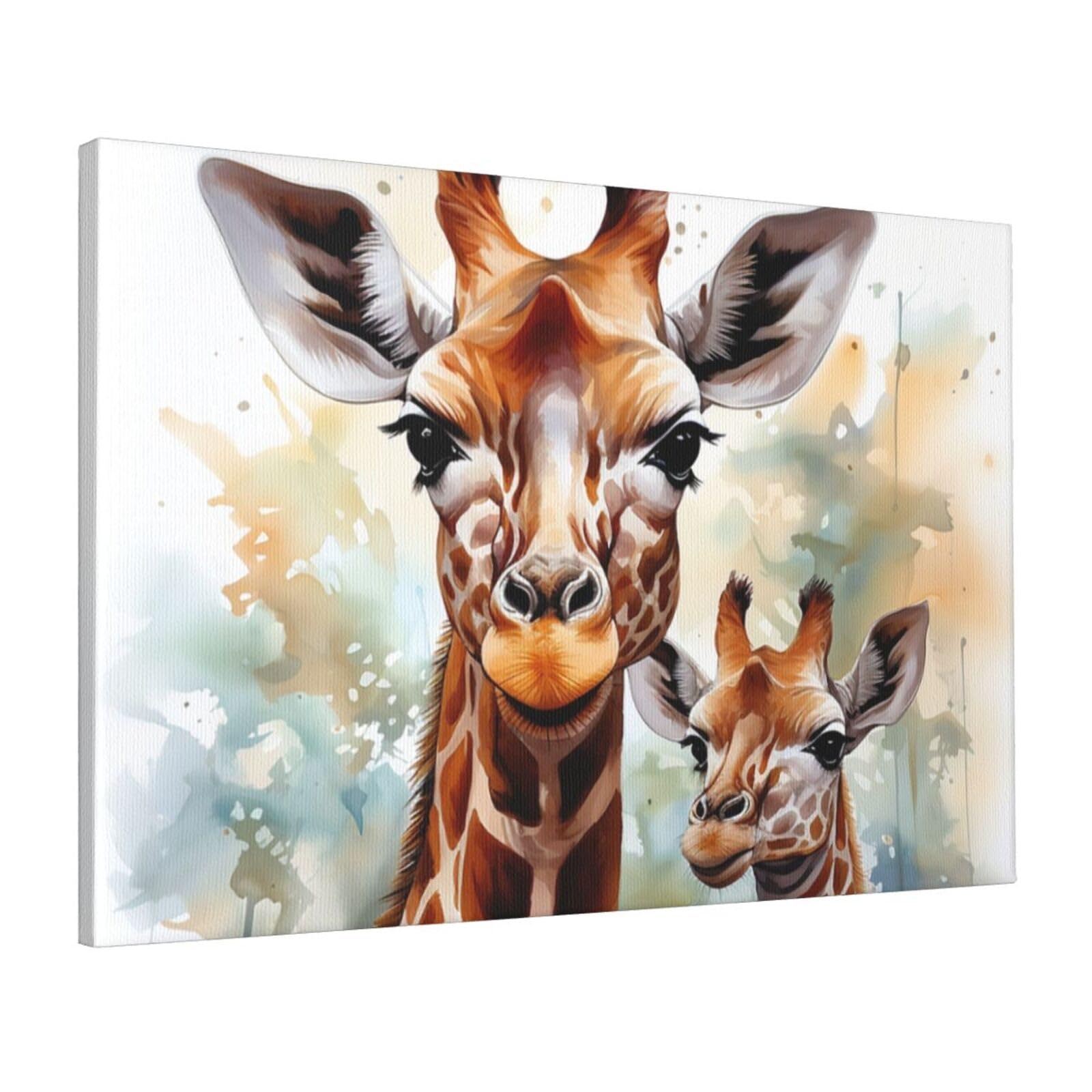 Impression HD sur toile aquarelle de cerf et girafe grand format - 8
