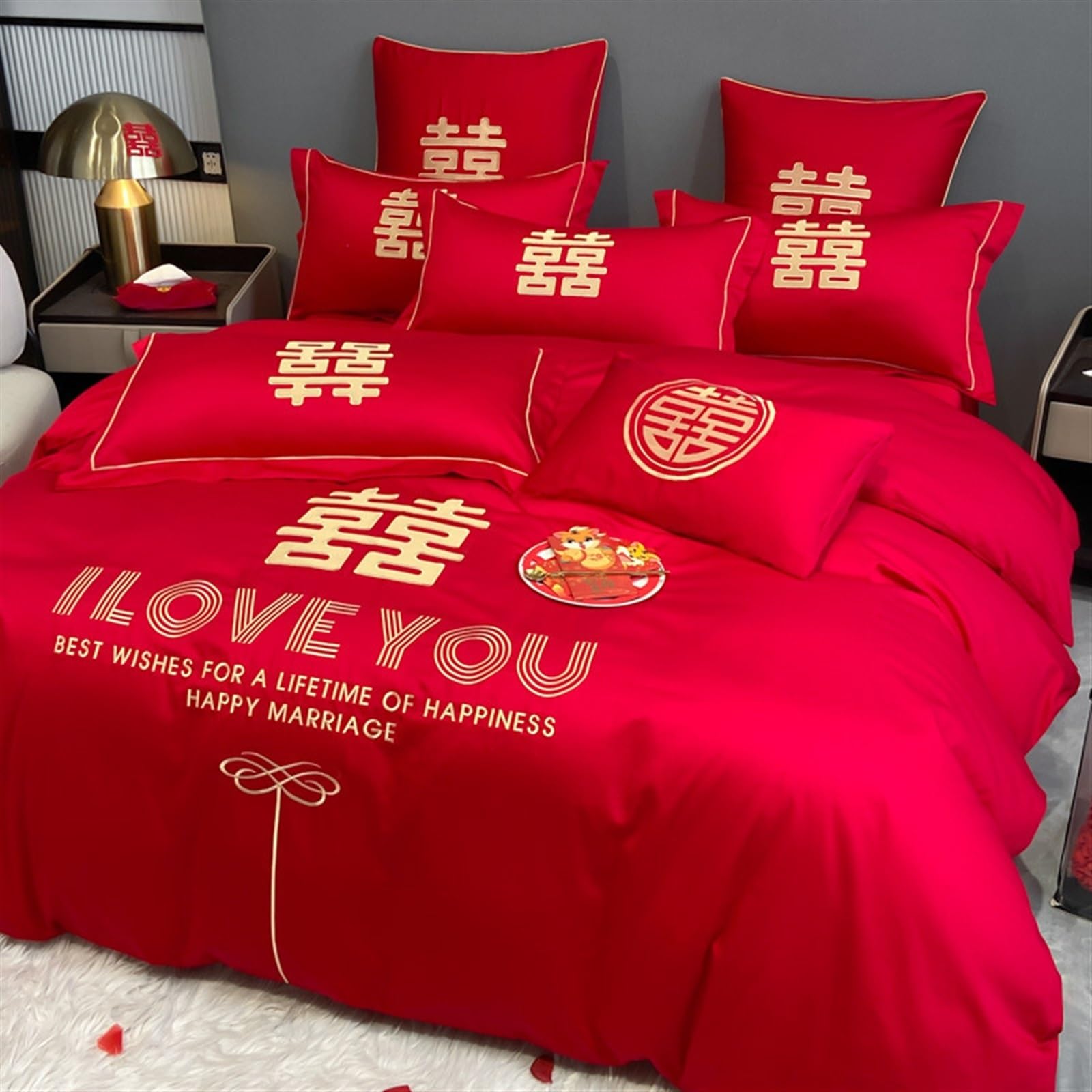 絹　豪華　婚礼布団　掛け敷き一組のお値段です。 Amazon.co.jp: 中国の伝統的なダブル結婚式布団カバーセット