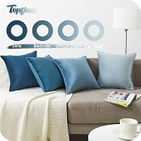 Topfinel Kék Bársony Párnahuzat Szett 50x50 cm - 4 db Színátmenetes Puha Dekorációs Huzat Kanapéra, Nappaliba, Gyerekszobába - Cipzáras, Mos 8