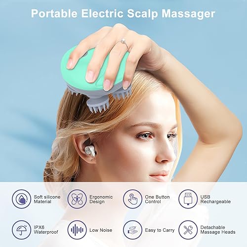 Miniatura 2 de JXTZ Masajeador de mano para mascotas para perros y gatos, herramienta de masaje eléctrica portátil para gatos y perros con 4 cabezales de masaje, 3