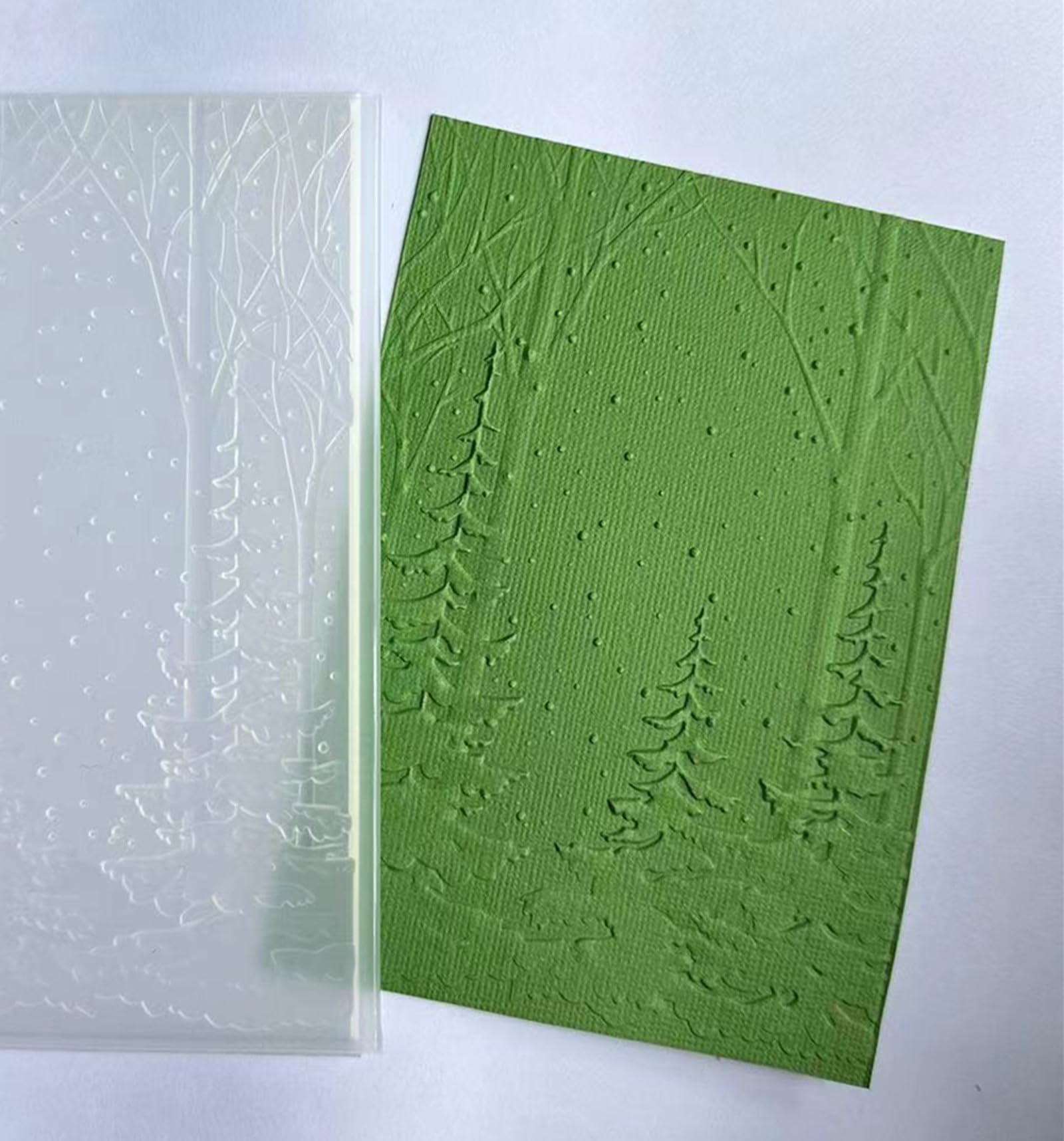 Arbuya 3D Woodland Background Plastic Embossing Folders for Card Making or Journaling Winter Tree Embossing Folder for Paper Crafting