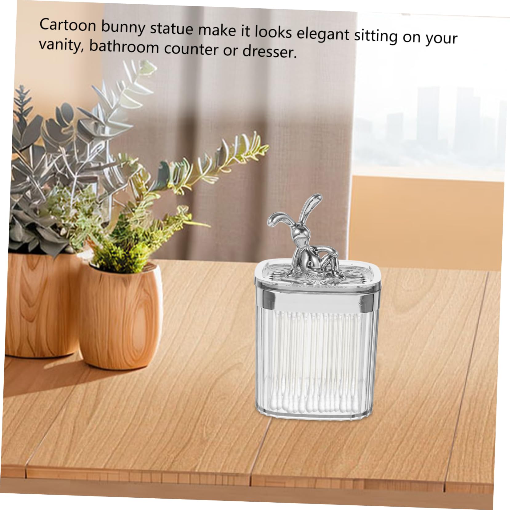 IMIKEYA 5stücke Cotton Swabs Organizer Mit Cartoon Bunny Design Transparenter Aufbewahrungsbehälter Für Wattepads Baumwollbällchen Und Kosmetikartikel Für Badezimmer Und Schminktisch