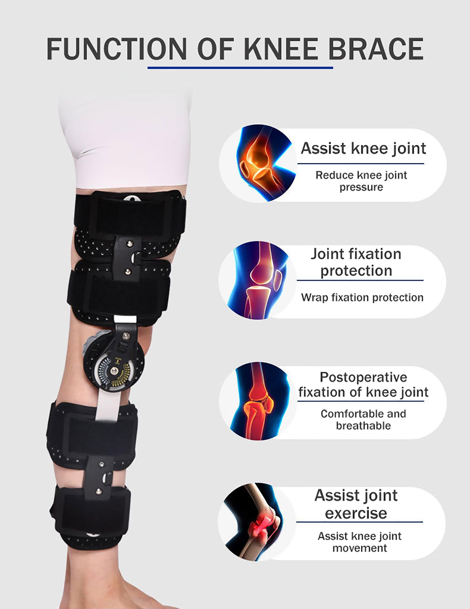 Soporte para Rodilla, Rodilla para artrosis, osteoartritis, Necrosis avascular, Alivio de la articulación de la Rodilla B on B, inmovilizador de Rodilla Ajustable