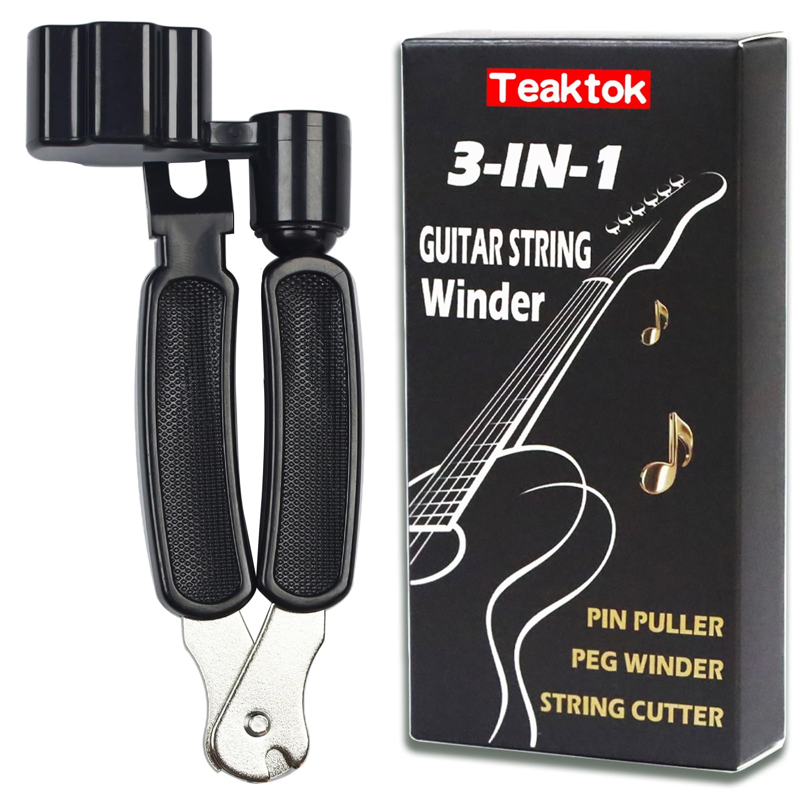Guitar String Winder, Cutter and Bridge Pin Puller 3-in-1 Tool For Acoustic and Electric Guitars