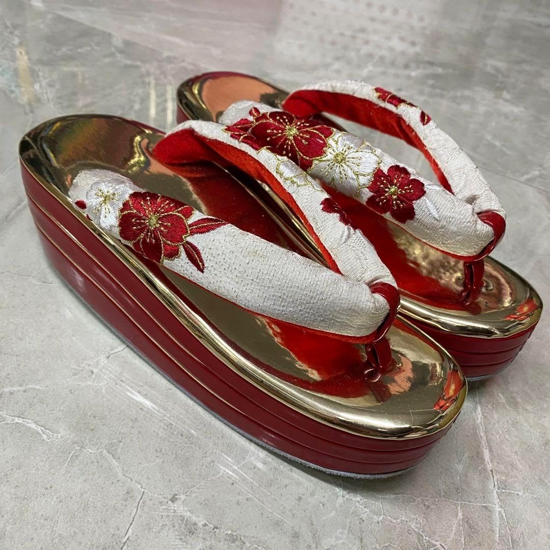 未使用 厚底 花 成人式 振袖低身長さん向け 着物 厚底下駄