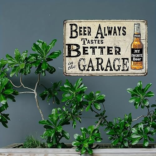 Miniatura 2 de Letrero de metal con diseño de cerveza siempre sabe mejor en el garaje (8 x 12 pulgadas), arte de pared vintage, para el hogar, restaurante, bar,