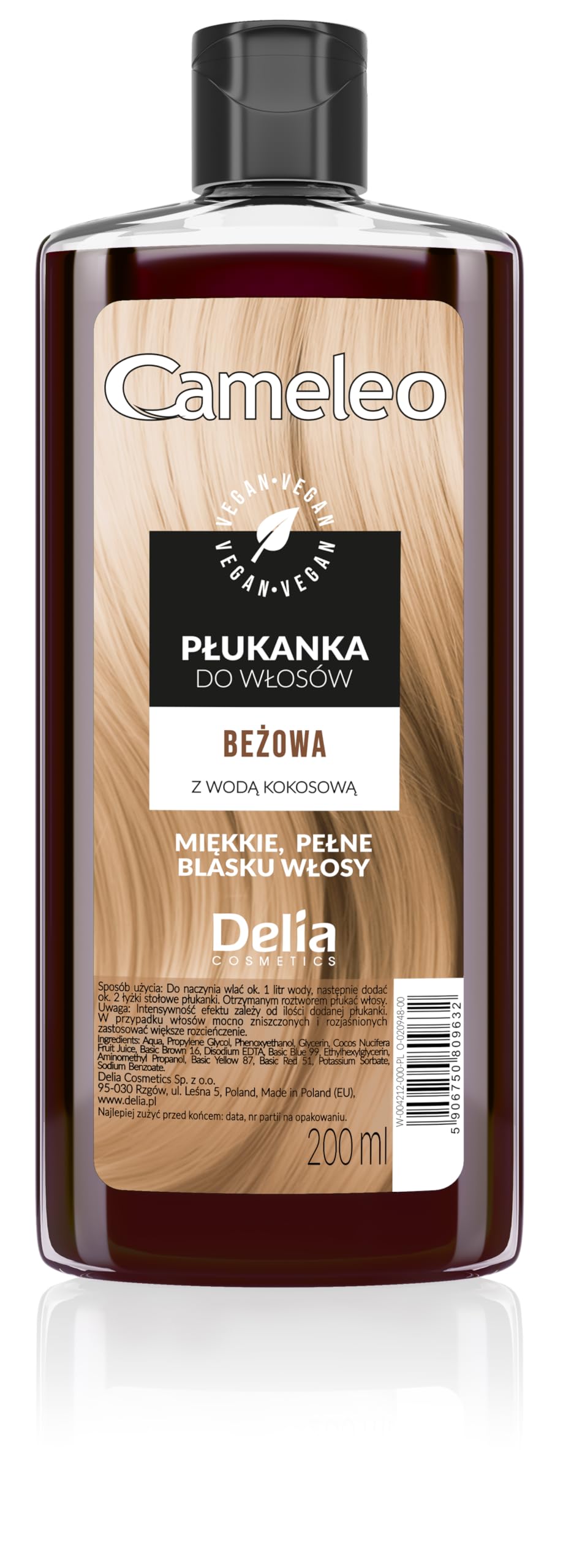 Cameleo – Haartönung mit Kokoswasser – Beige – KEINE Gelbstiche, Tönt – Semi-Permanente Haarfarbe – Für Blondiertes, Graues Haar – Farbe & Pflege – Ohne Parabene – 200ml