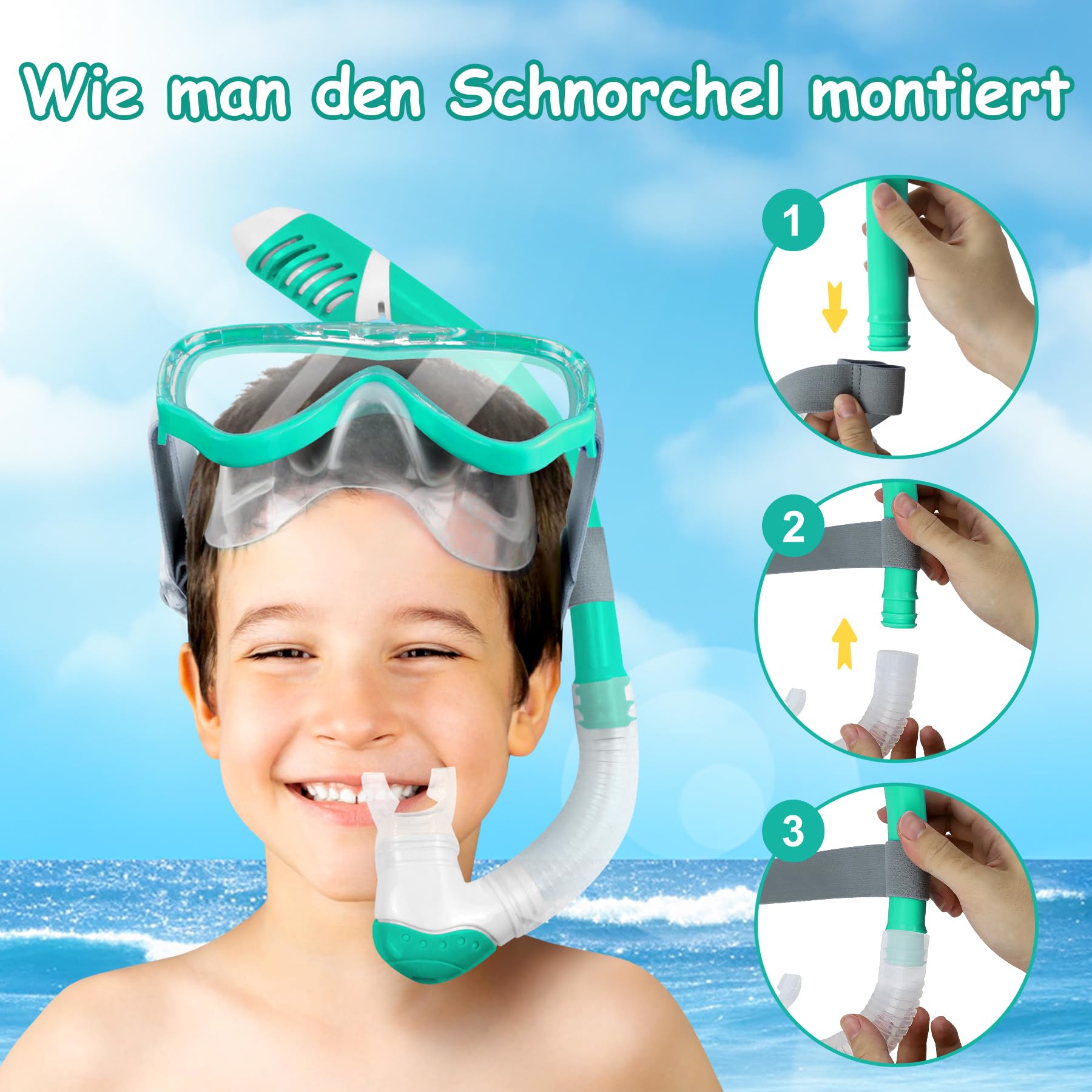 Vvinca Schnorchelset Kinder ab 4-14 Jahre Taucherbrille mit Schnorchel Tauchset Mädchen Jungs 180°Anti-Fog Anti-Leck Verstellbare Elastische Schwimmbrille Schnorchelmaske Dry Schnorchel Rosa