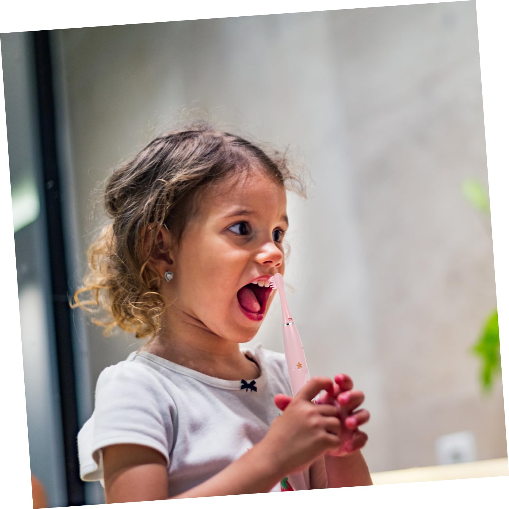 FRCOLOR 2 Set Spazzolino Elettrico Per Bambini Accessorio Per Bambini Spazzolino Automatico Senza Fili Con Ricarica Usb Giochi Nuziali Oem Fonderia Fibra Superfine Rosa Bambino