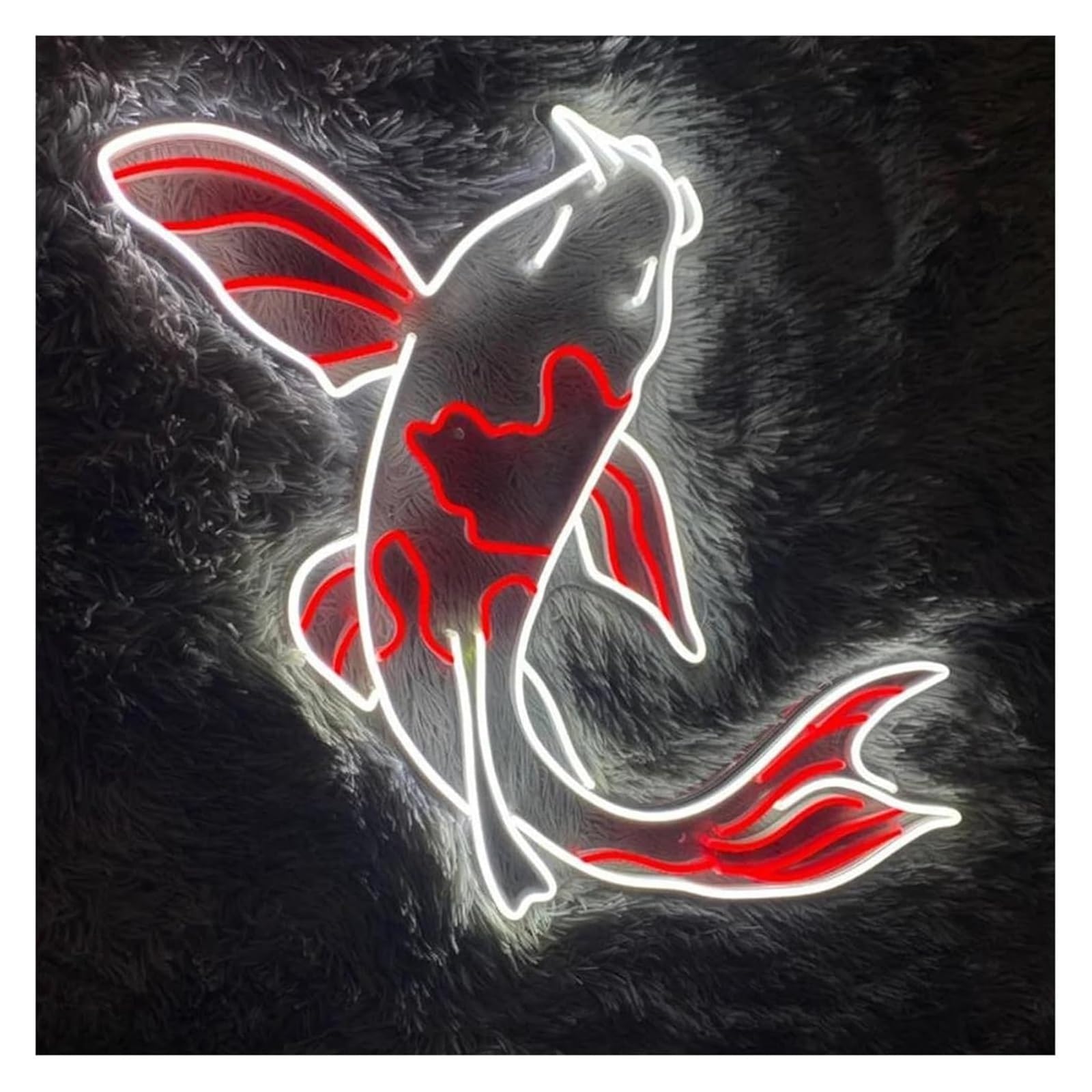 Insegna luminosa al neon con pesce koi dall'atmosfera rilassante, decorazione da parete per sala giochi, bar 60 cm(A)
